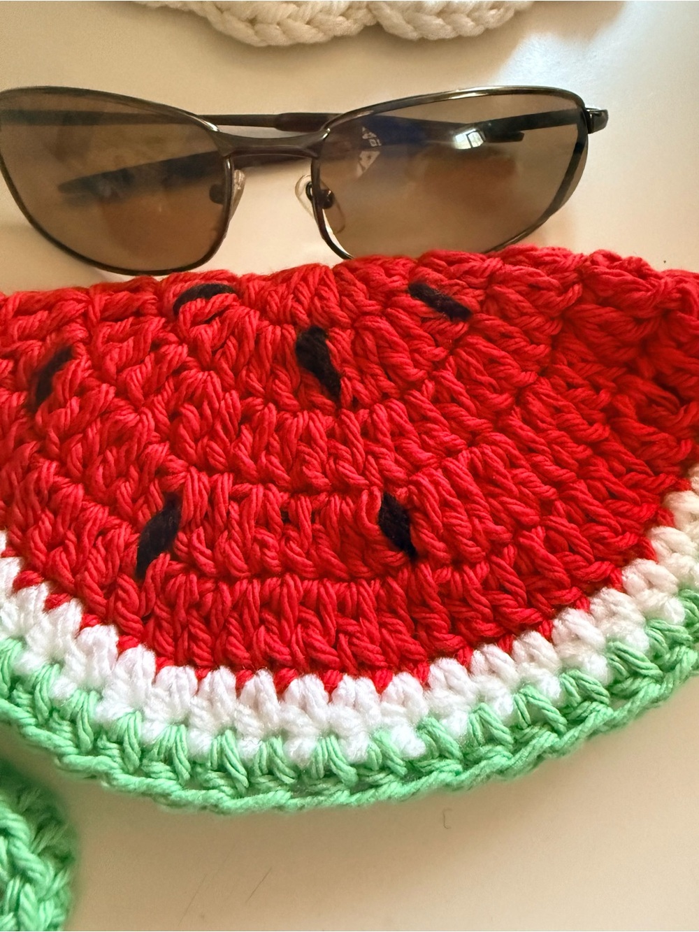 Handmade Crochet Watermelon Sunglasses Case & Wristlet Pouch - Picture 6 of 6